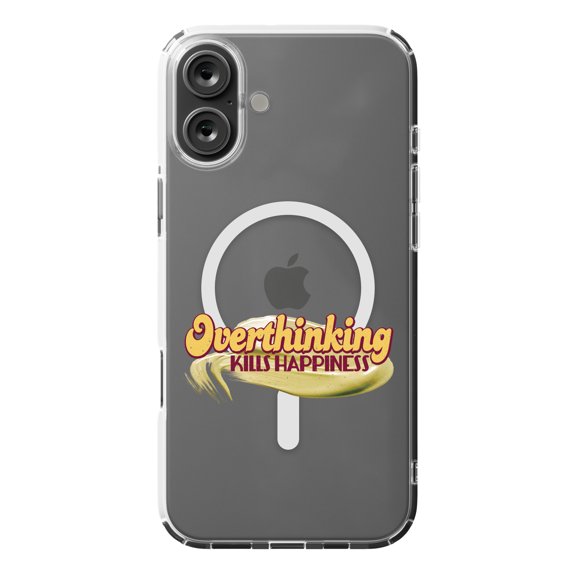 DistinctInk MagSafe Clear Case for Apple iPhone 16 Plus (6.7" Screen) - Overthinking Kills Happiness - Slim Profile Design