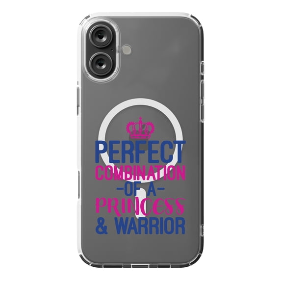 DistinctInk Hybrid Case for iPhone 16 PLUS - Slim, Durable, Compatible with MagSafe Charging - Perfect Combination of Princess & Warrior