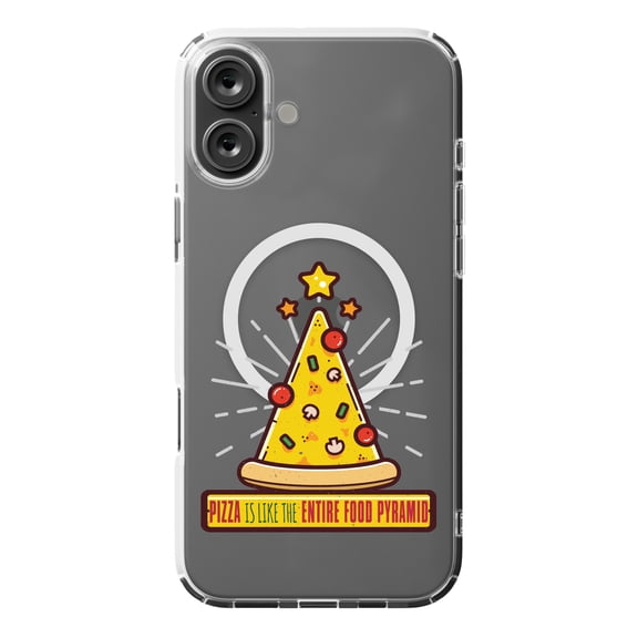 DistinctInk MagSafe Clear Case for Apple iPhone 16 Plus (6.7" Screen) - Pizza Entire Food Pyramid - Wireless Charging Compatible