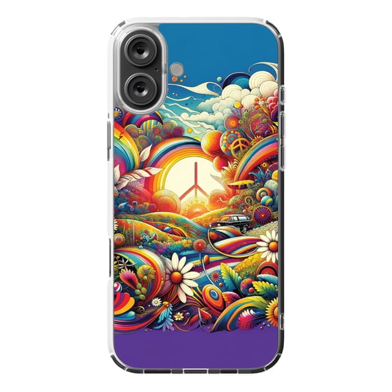 DistinctInk MagSafe Clear Case for Apple iPhone 16 Plus (6.7" Screen) - Psychedelic Dreamscape Wall Art - Lightweight Grip