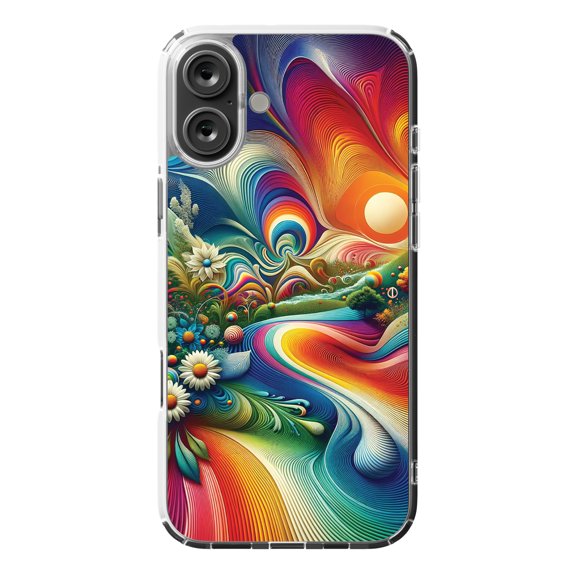 DistinctInk Hybrid Case for iPhone 16 PLUS - Slim, Durable, Compatible with MagSafe Charging - Psychedelic Harmony Art Print