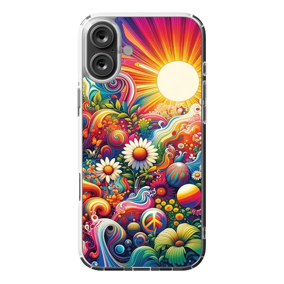 DistinctInk MagSafe Clear Case for Apple iPhone 16 Plus (6.7" Screen) - Psychedelic Harmony Print - Tempered Glass Back