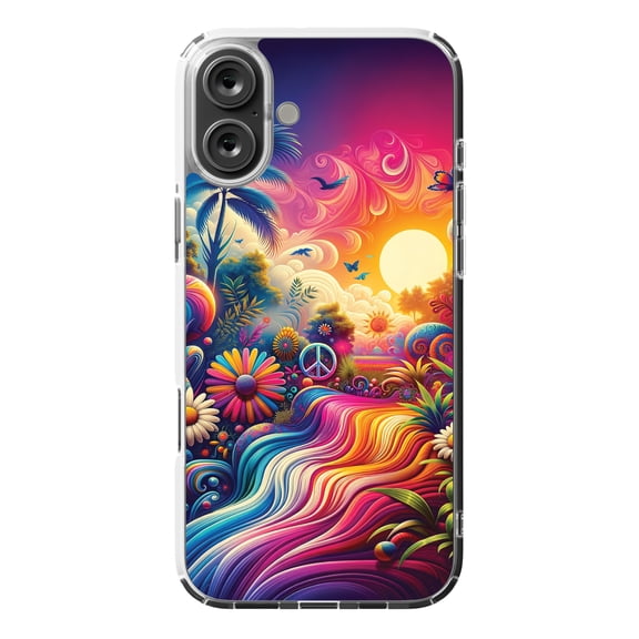 DistinctInk MagSafe Clear Case for Apple iPhone 16 Plus (6.7" Screen) - Psychedelic Nature Harmony Print - Shockproof Protection
