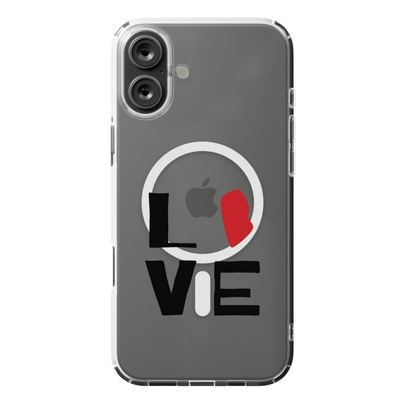 DistinctInk Hybrid Case for iPhone 16 PLUS - Slim, Durable, Compatible with MagSafe Charging - Rhode Island - Love Red & Black