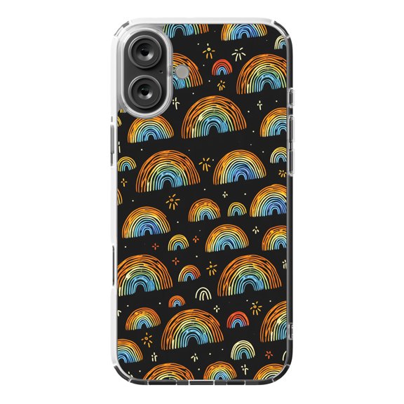 DistinctInk MagSafe Clear Case for Apple iPhone 16 Plus (6.7" Screen) - Scattered Spectrums: A Minimalistic Rainbow Pattern - Shockproof Protection