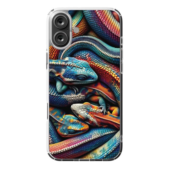 DistinctInk MagSafe Clear Case for Apple iPhone 16 Plus (6.7" Screen) - Serpentine Spectrum: Art Plus Work - Wireless Charging Compatible