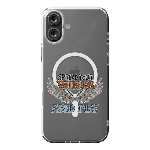 DistinctInk MagSafe Clear Case for Apple iPhone 16 Plus (6.7" Screen) - Spead Your Wings And Fly - Slim Profile Design