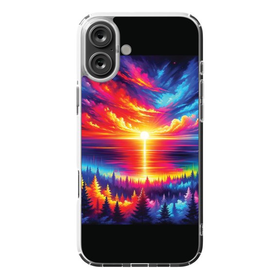 DistinctInk Hybrid Case for iPhone 16 PLUS - Slim, Durable, Compatible with MagSafe Charging - Spectrum Blaze Canvas Print