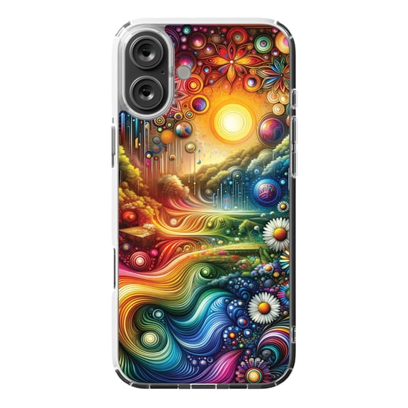 DistinctInk MagSafe Clear Case for Apple iPhone 16 Plus (6.7" Screen) - Spectrum Dreamscape Wall Art - Lightweight Grip