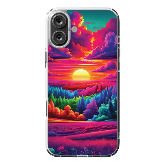 DistinctInk MagSafe Clear Case for Apple iPhone 16 Plus (6.7" Screen) - Spectrum Forest Sunset Canvas - Lightweight Grip
