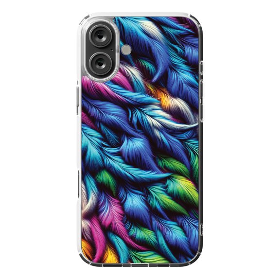 DistinctInk MagSafe Clear Case for iPhone 16 Plus - Spectrum Swirl Plush Blanket Design