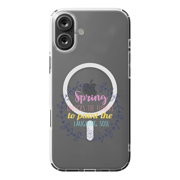 DistinctInk MagSafe Clear Case for Apple iPhone 16 Plus (6.7" Screen) - Spring Unlocks Flowers To Paint Laughing Soil - Lightweight Grip