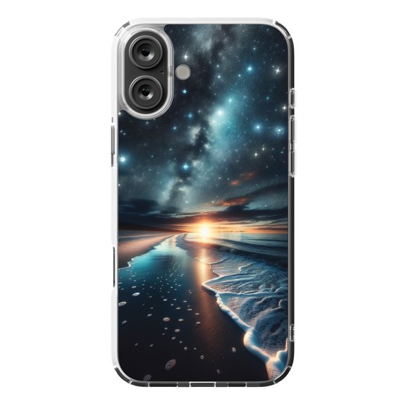 DistinctInk MagSafe Clear Case for Apple iPhone 16 Plus (6.7" Screen) - Starry Ocean Night with Glowing Skies - Shockproof Protection