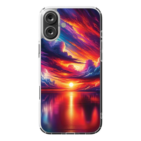 DistinctInk MagSafe Clear Case for iPhone 16 Plus - Sunset Symphony Wall Canvas Design