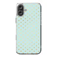 thumbnail image 1 of DistinctInk MagSafe Clear Case for Apple iPhone 16 Plus (6.7" Screen) - Teal & Gold Polka Dot Pattern - Lightweight Grip, 1 of 3