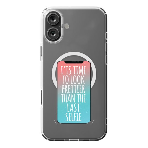 DistinctInk Hybrid Case for iPhone 16 PLUS - Slim, Durable, Compatible with MagSafe Charging - Time To Look Prettier Than the Last Selfie