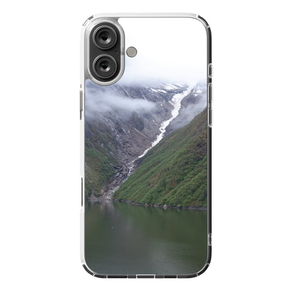 DistinctInk Hybrid Case for iPhone 16 PLUS - Slim, Durable, Compatible with MagSafe Charging - Tracy Arm Fjord Waterfall