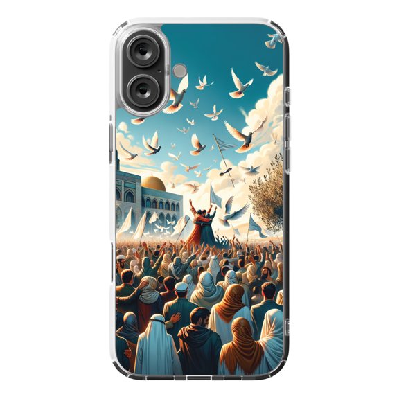 DistinctInk Hybrid Case for iPhone 16 PLUS - Slim, Durable, Compatible with MagSafe Charging - Unity and Harmony: Embracing Peace in the Middle-East