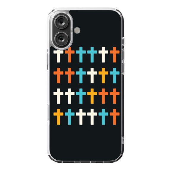 DistinctInk MagSafe Clear Case for Apple iPhone 16 Plus (6.7" Screen) - Vibrant Crosses: A Minimalistic Symphony - Shockproof Protection