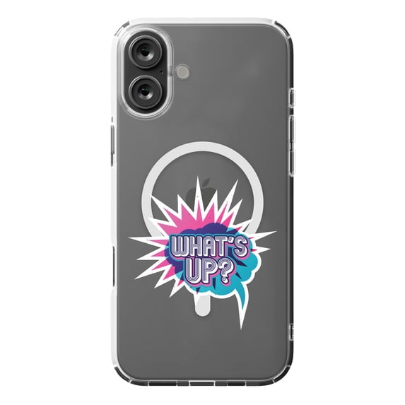 DistinctInk MagSafe Clear Case for Apple iPhone 16 Plus (6.7" Screen) - What's Up - Tempered Glass Back