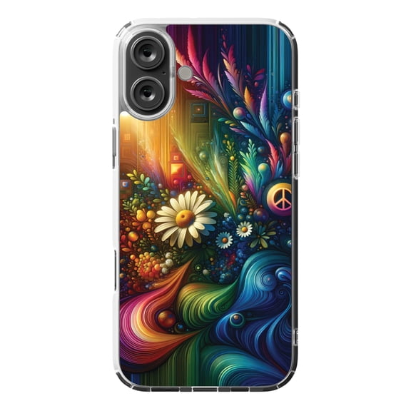 DistinctInk Hybrid Case for iPhone 16 PLUS - Slim, Durable, Compatible with MagSafe Charging - Wild Harmony Vibrant Art Print