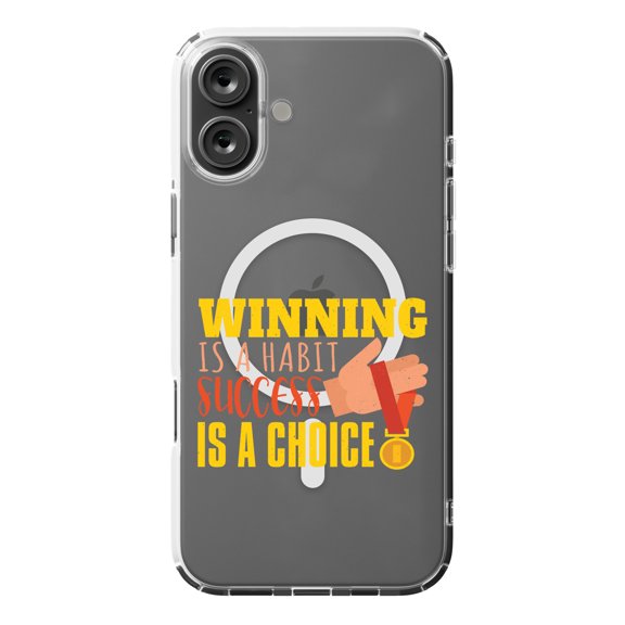 DistinctInk Hybrid Case for iPhone 16 PLUS - Slim, Durable, Compatible with MagSafe Charging - Winning A Habit Success A Choice