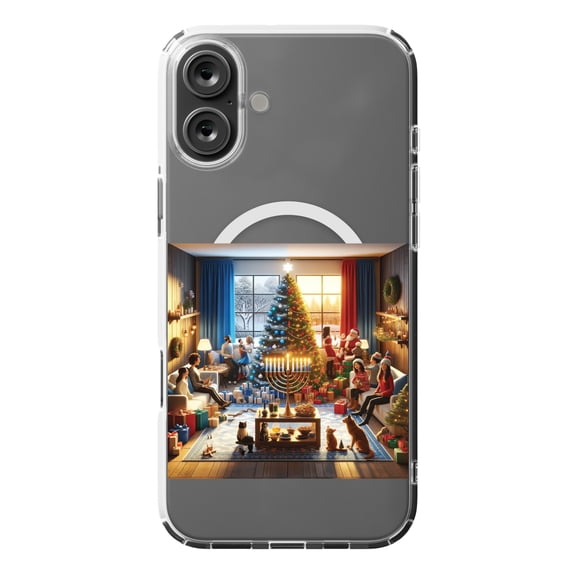 DistinctInk MagSafe Clear Case for Apple iPhone 16 Plus (6.7" Screen) - Winter Holiday Harmony - Tempered Glass Back