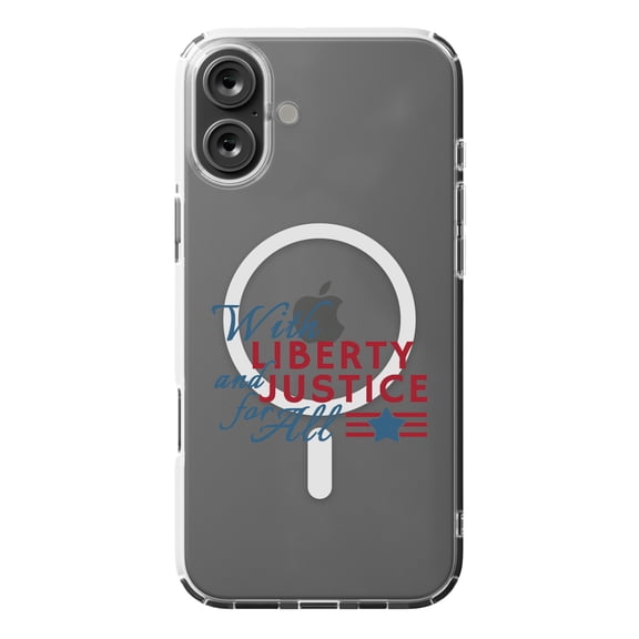 DistinctInk MagSafe Clear Case for Apple iPhone 16 Plus (6.7" Screen) - With Liberty and Justice For All - Tempered Glass Back