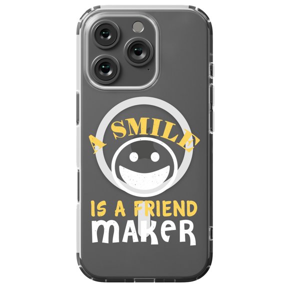 DistinctInk Hybrid Case for iPhone 16 PRO - Slim, Durable, Compatible with MagSafe Charging - A Smile Is A Friend Maker