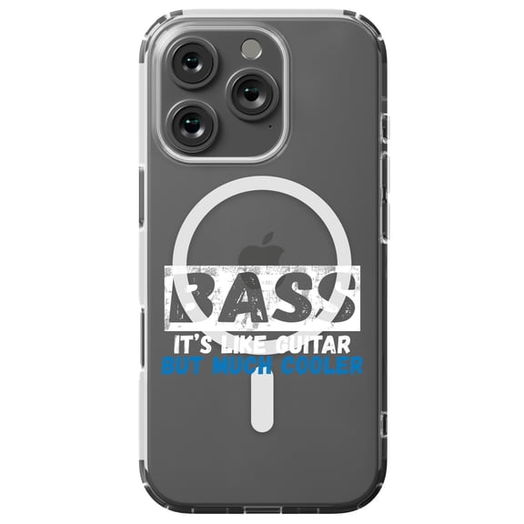DistinctInk Hybrid Case for iPhone 16 PRO - Slim, Durable, Compatible with MagSafe Charging - Bass - It's Like Guitar But Much Cooler
