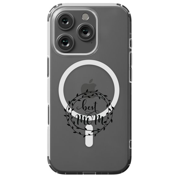 DistinctInk MagSafe Clear Case for Apple iPhone 16 Pro (6.3" Screen) - Vine Wreath - Wireless Charging Compatible