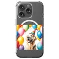 thumbnail image 1 of DistinctInk MagSafe Clear Case for Apple iPhone 16 Pro (6.3" Screen) - Birthday Golden Retriever - Tempered Glass Back, 1 of 3