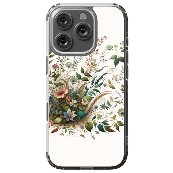 DistinctInk Hybrid Case for iPhone 16 PRO - Slim, Durable, Compatible with MagSafe Charging - Botanical Harmony Art Print