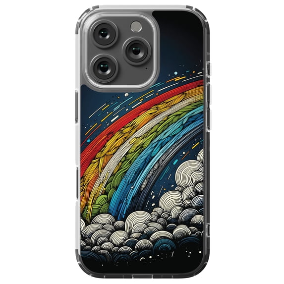 DistinctInk MagSafe Clear Case for Apple iPhone 16 Pro (6.3" Screen) - Celestial Delight: The Vibrant Rainbow - Wireless Charging Compatible