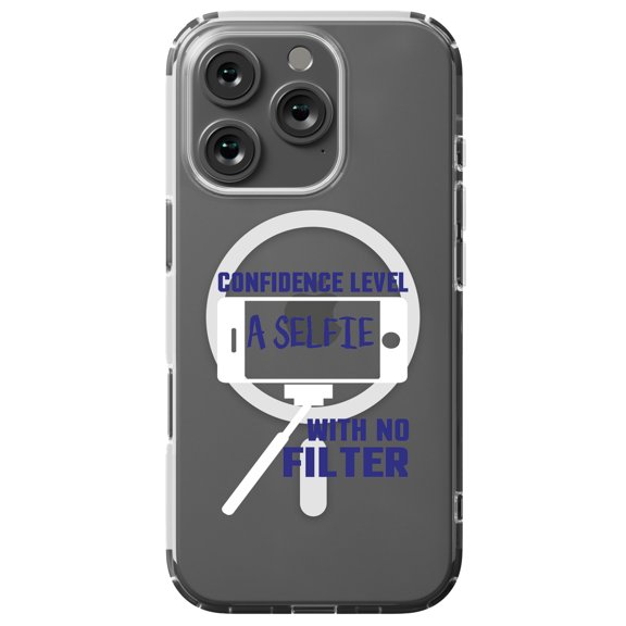 DistinctInk Hybrid Case for iPhone 16 PRO - Slim, Durable, Compatible with MagSafe Charging - Confidence Level Selfie with No Filter