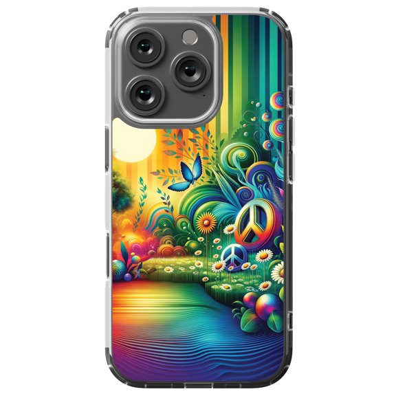 DistinctInk Hybrid Case for iPhone 16 PRO - Slim, Durable, Compatible with MagSafe Charging - Cosmic Harmony Art Print