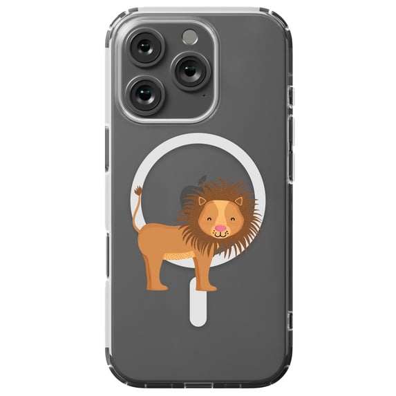 DistinctInk Hybrid Case for iPhone 16 PRO - Slim, Durable, Compatible with MagSafe Charging - Cute Cartoon Lion