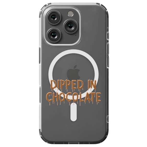 DistinctInk MagSafe Clear Case for Apple iPhone 16 Pro (6.3" Screen) - Dipped in Chocolate - Raised Bezel Screen Guard