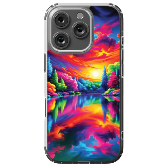 DistinctInk MagSafe Clear Case for Apple iPhone 16 Pro (6.3" Screen) - Electrifying Prism Forest Tapestry - Lightweight Grip