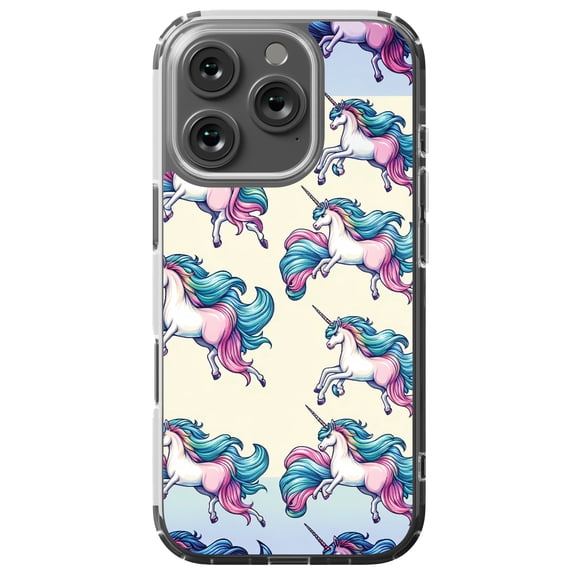 DistinctInk MagSafe Clear Case for Apple iPhone 16 Pro (6.3" Screen) - Enchanting Symphony: Majestic Unicorns in Patterns - Lightweight Grip