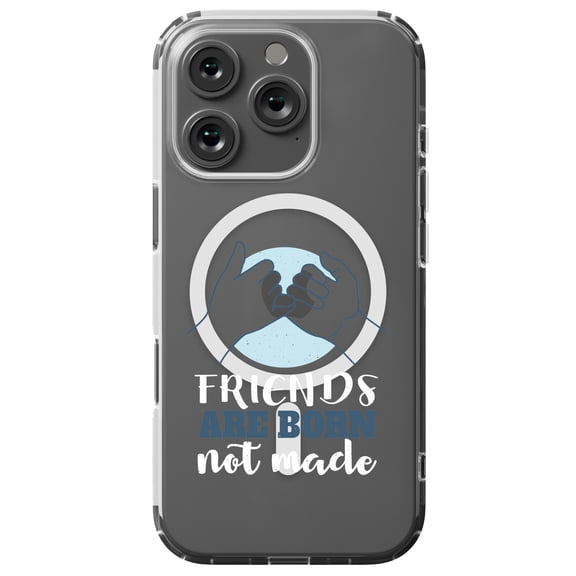DistinctInk Hybrid Case for iPhone 16 PRO - Slim, Durable, Compatible with MagSafe Charging - Friends Are Born Not Made