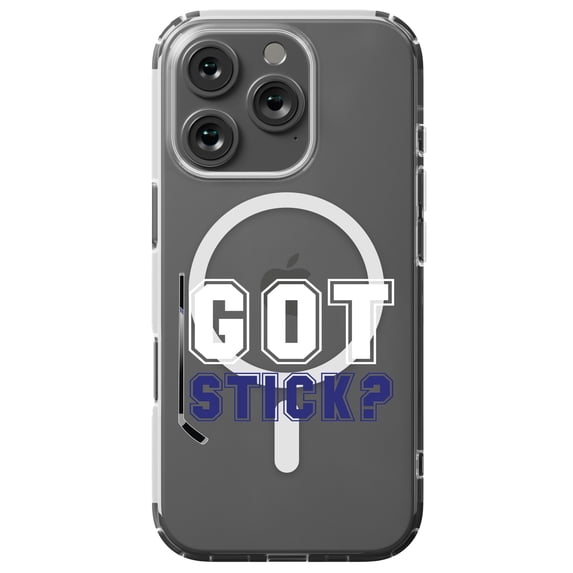 DistinctInk MagSafe Clear Case for Apple iPhone 16 Pro (6.3" Screen) - Got Stick? Hockey - Shockproof Protection