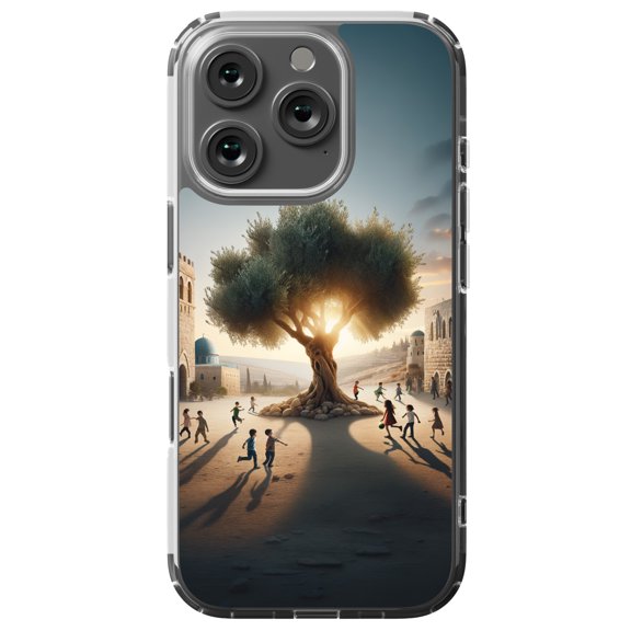 DistinctInk Hybrid Case for iPhone 16 PRO - Slim, Durable, Compatible with MagSafe Charging - Harmony Under the Olive Tree: A Peaceful Palestine