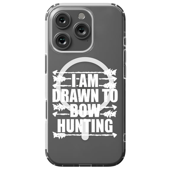 DistinctInk MagSafe Clear Case for Apple iPhone 16 Pro (6.3" Screen) - I Am Drawn to Bow Hunting - Raised Bezel Screen Guard
