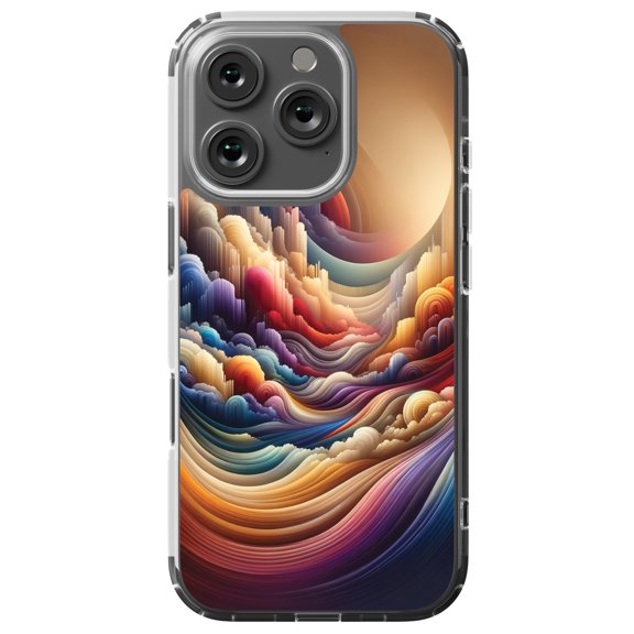 DistinctInk Hybrid Case for iPhone 16 PRO - Slim, Durable, Compatible with MagSafe Charging - Infinite Spectral Glide Canvas