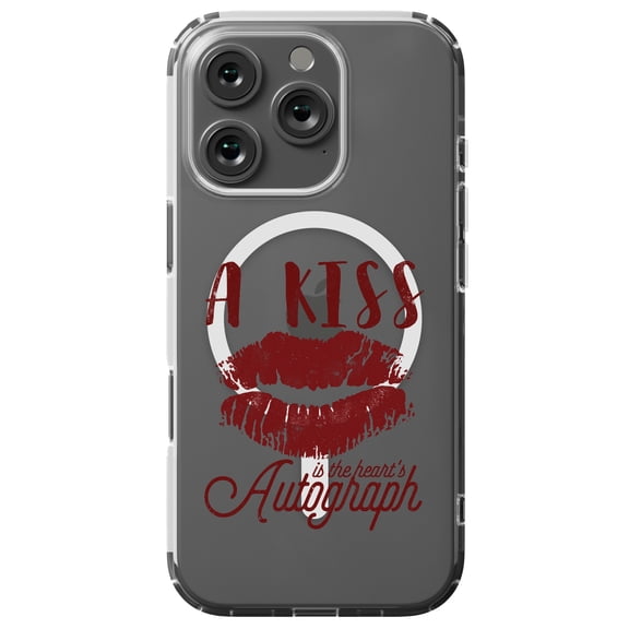 DistinctInk MagSafe Clear Case for Apple iPhone 16 Pro (6.3" Screen) - Kiss Heart's Autograph - Raised Bezel Screen Guard