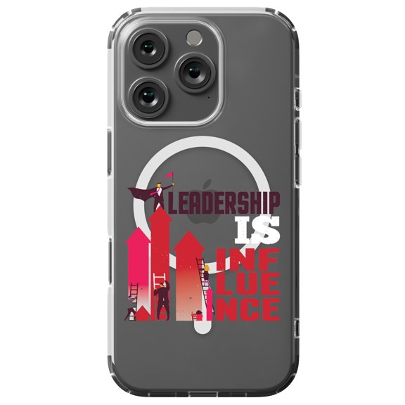 DistinctInk MagSafe Clear Case for Apple iPhone 16 Pro (6.3" Screen) - Leadership Is Influence - Tempered Glass Back