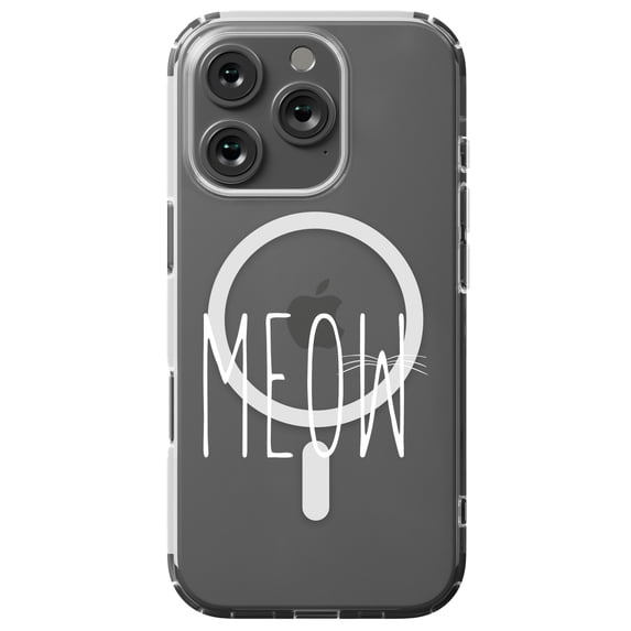 DistinctInk MagSafe Clear Case for Apple iPhone 16 Pro (6.3" Screen) - Cat Whiskers - Slim Profile Design