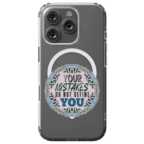 DistinctInk MagSafe Clear Case for Apple iPhone 16 Pro (6.3" Screen) - Mistakes Do Not Define You - Shockproof Protection