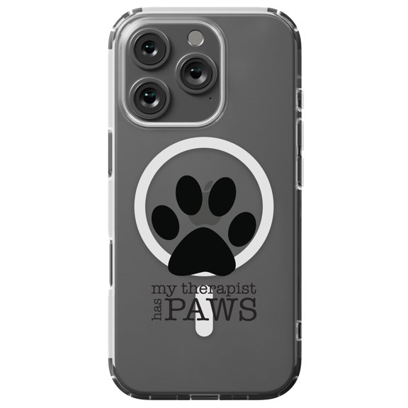 DistinctInk MagSafe Clear Case for Apple iPhone 16 Pro (6.3" Screen) - My Therapist Has Paws - Raised Bezel Screen Guard